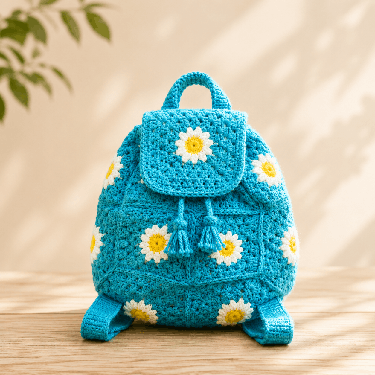 Handmade Floral Crochet Backpack